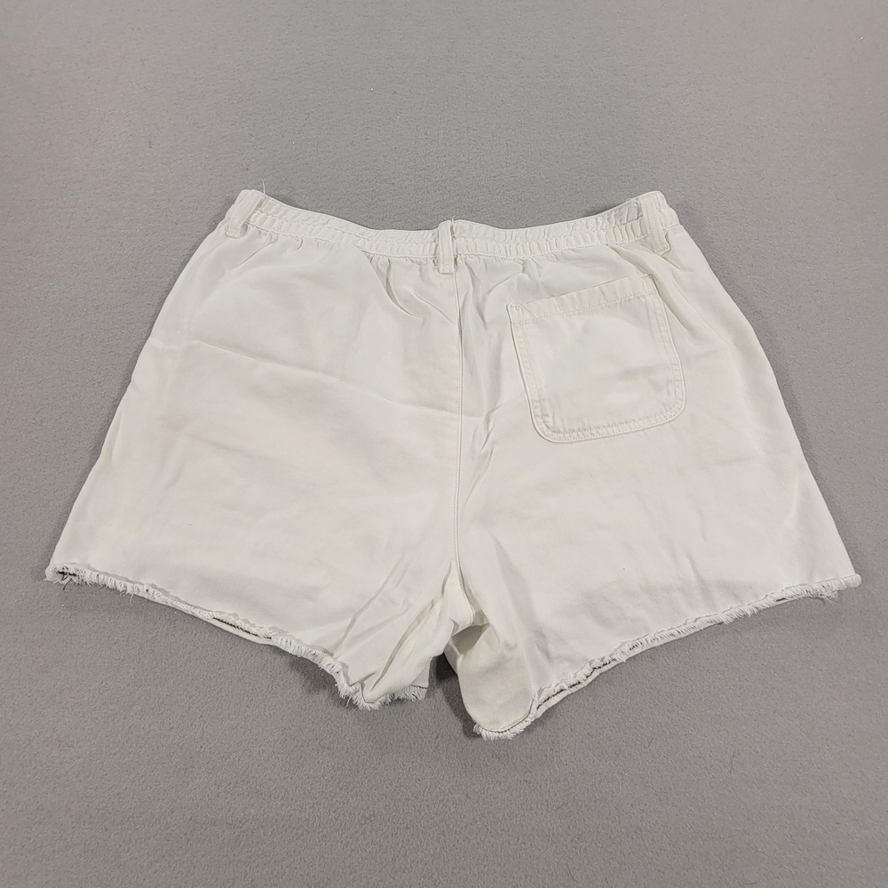 Aerie Denim Shorts High‎ Rise Raw Hem White Lightweight Women's XL Summer Casual - Picture 8 of 8